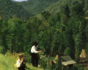 托马斯波洛克安舒茨 - The Farmer and His Son at Harvesting